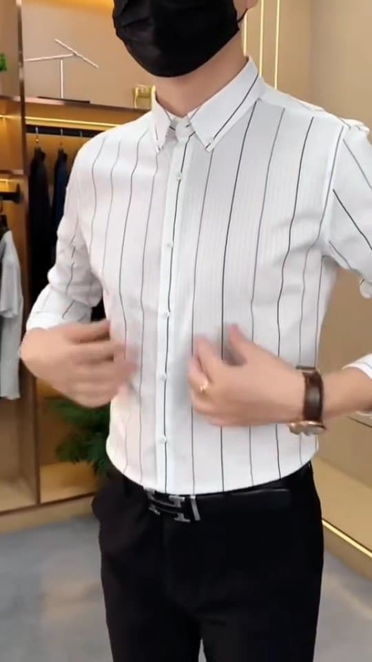 White Striped Shirt and Black Trousers for Men: The Clean Smart Casual Formula