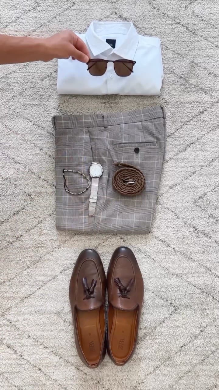 White Shirt, Check Trousers and Brown Loafers: A Smart Casual Guide for Men