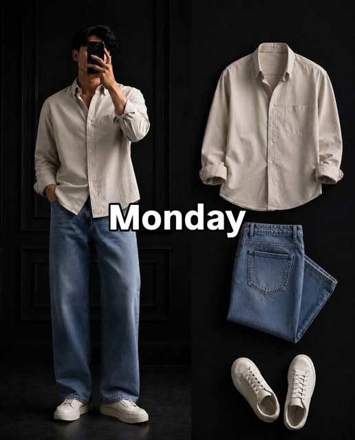 Casual office dressing plan for men using two trousers all week