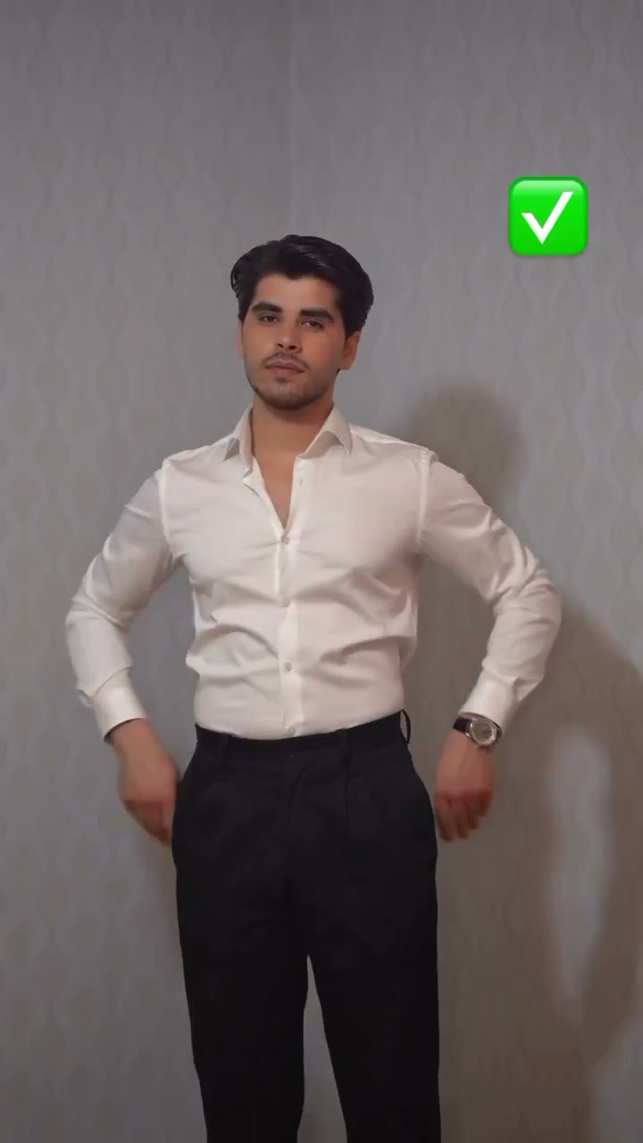 A clean, flat shirt waist with no bunching over the trousers